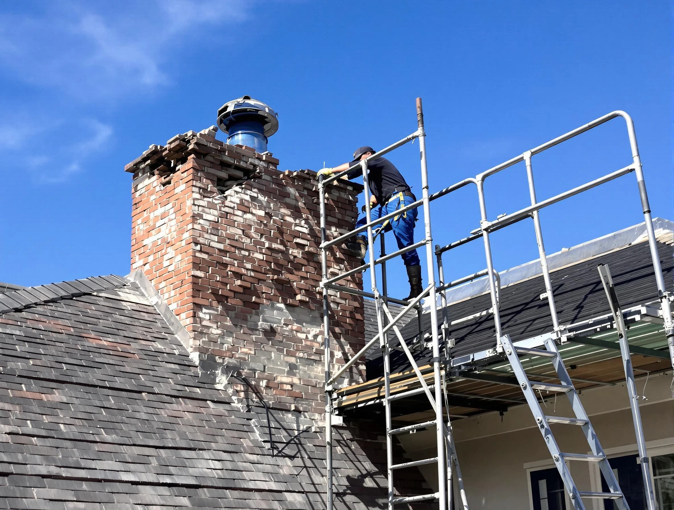 Rebuilding a chimney structure by Green Hill Chimney Sweep in Green Hill, TN