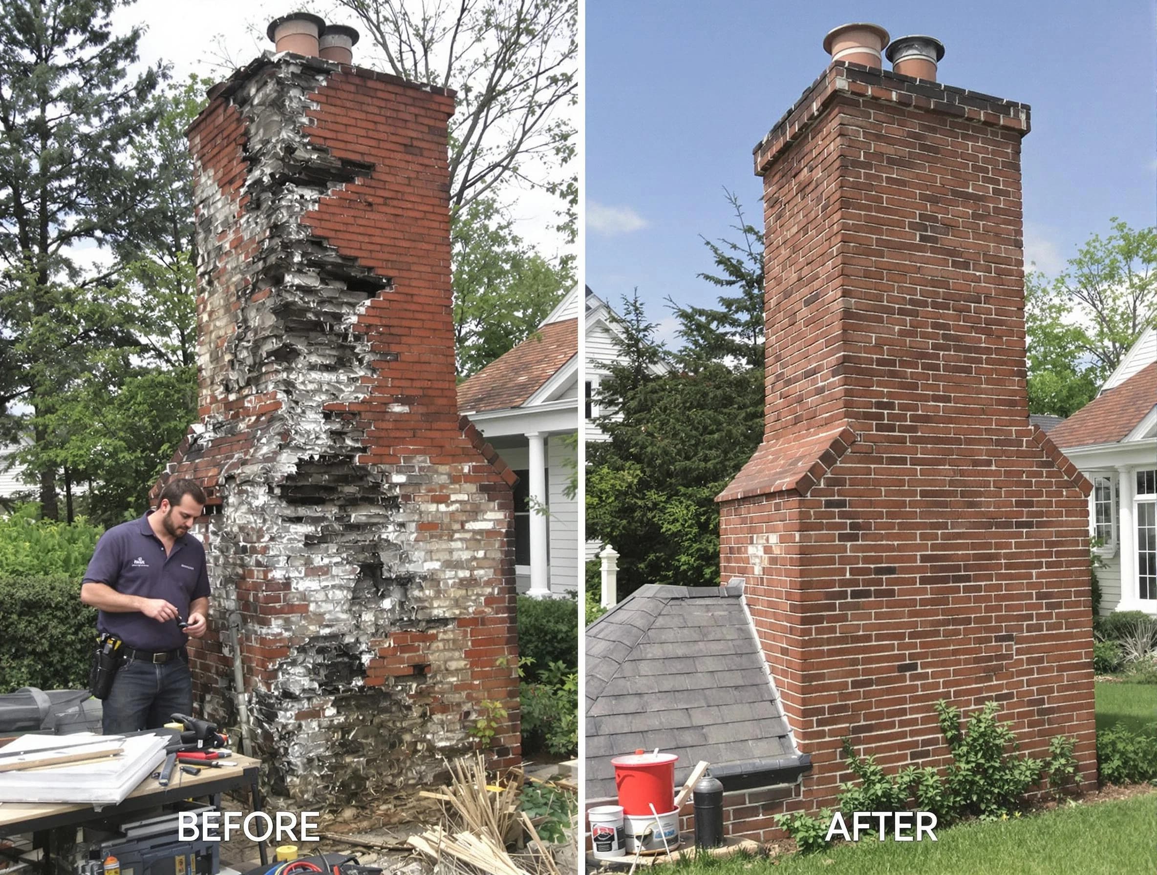 Green Hill Chimney Sweep performing a full chimney restoration in Green Hill, TN