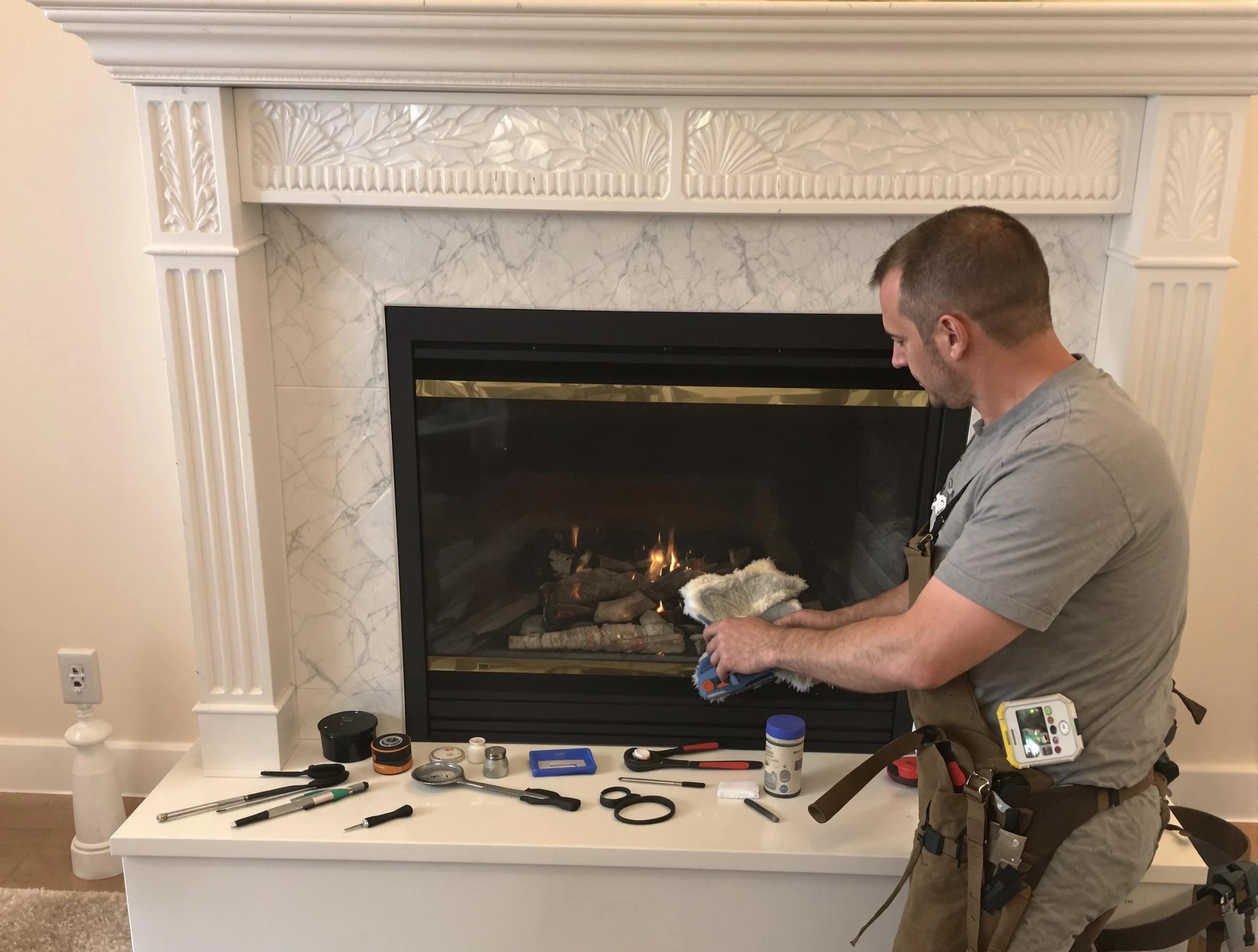 Green Hill Chimney Sweep performing fireplace maintenance in Green Hill, TN