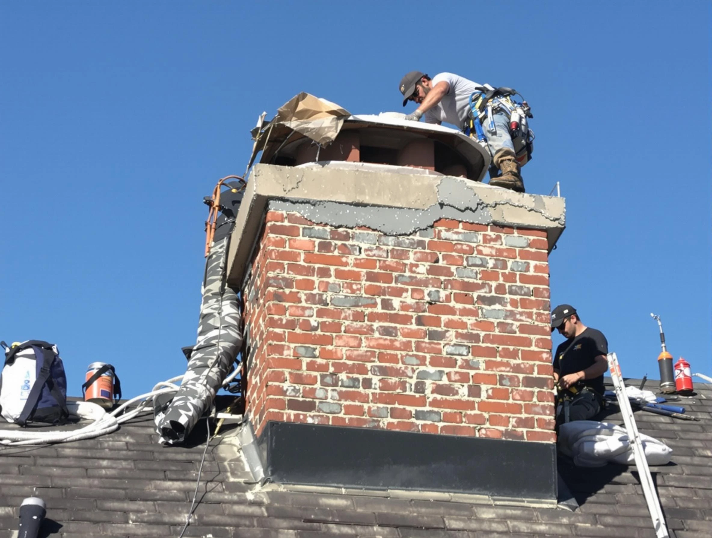 Green Hill Chimney Sweep installing a custom chimney crown in Green Hill, TN