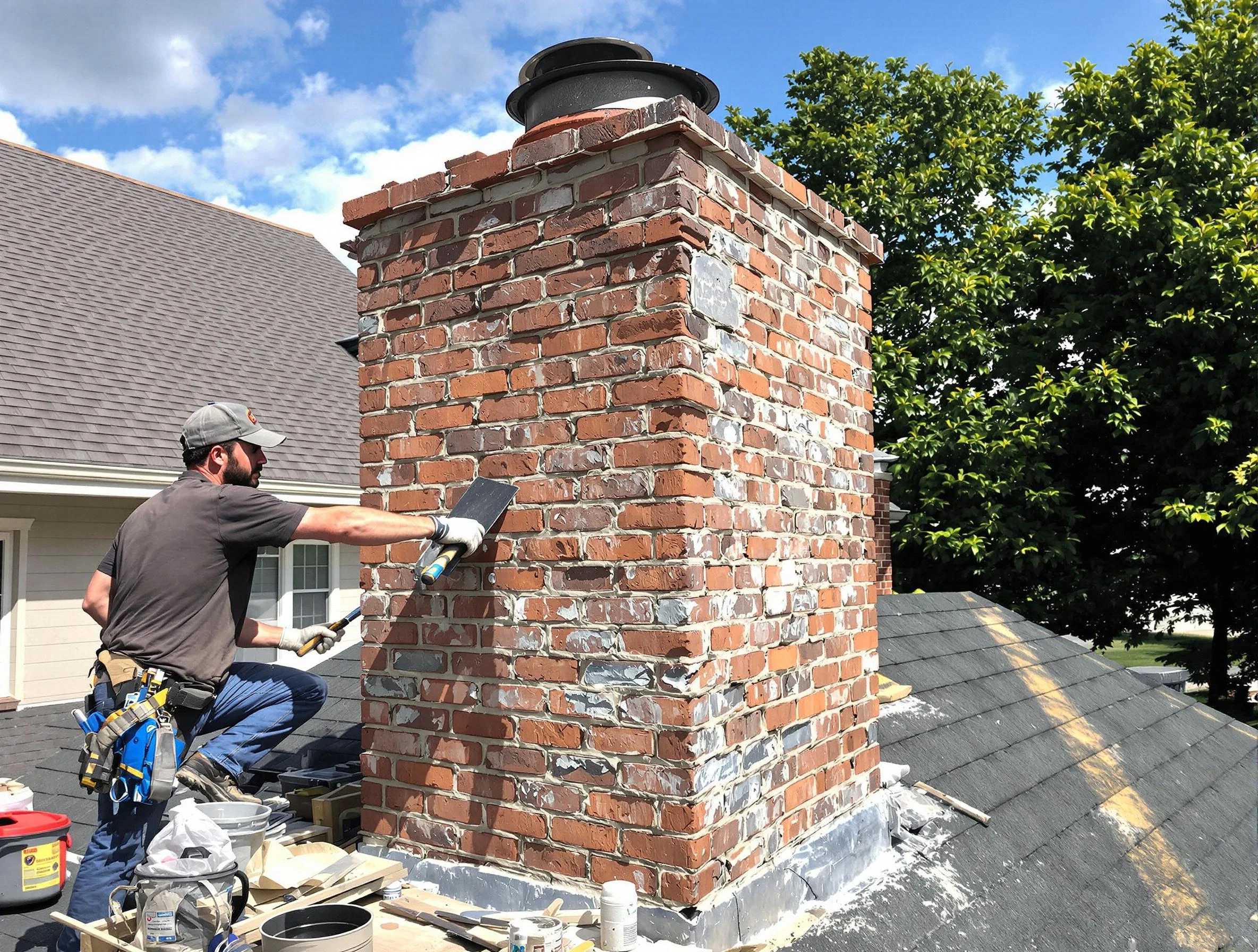 Completed chimney rebuild by Green Hill Chimney Sweep in Green Hill, TN
