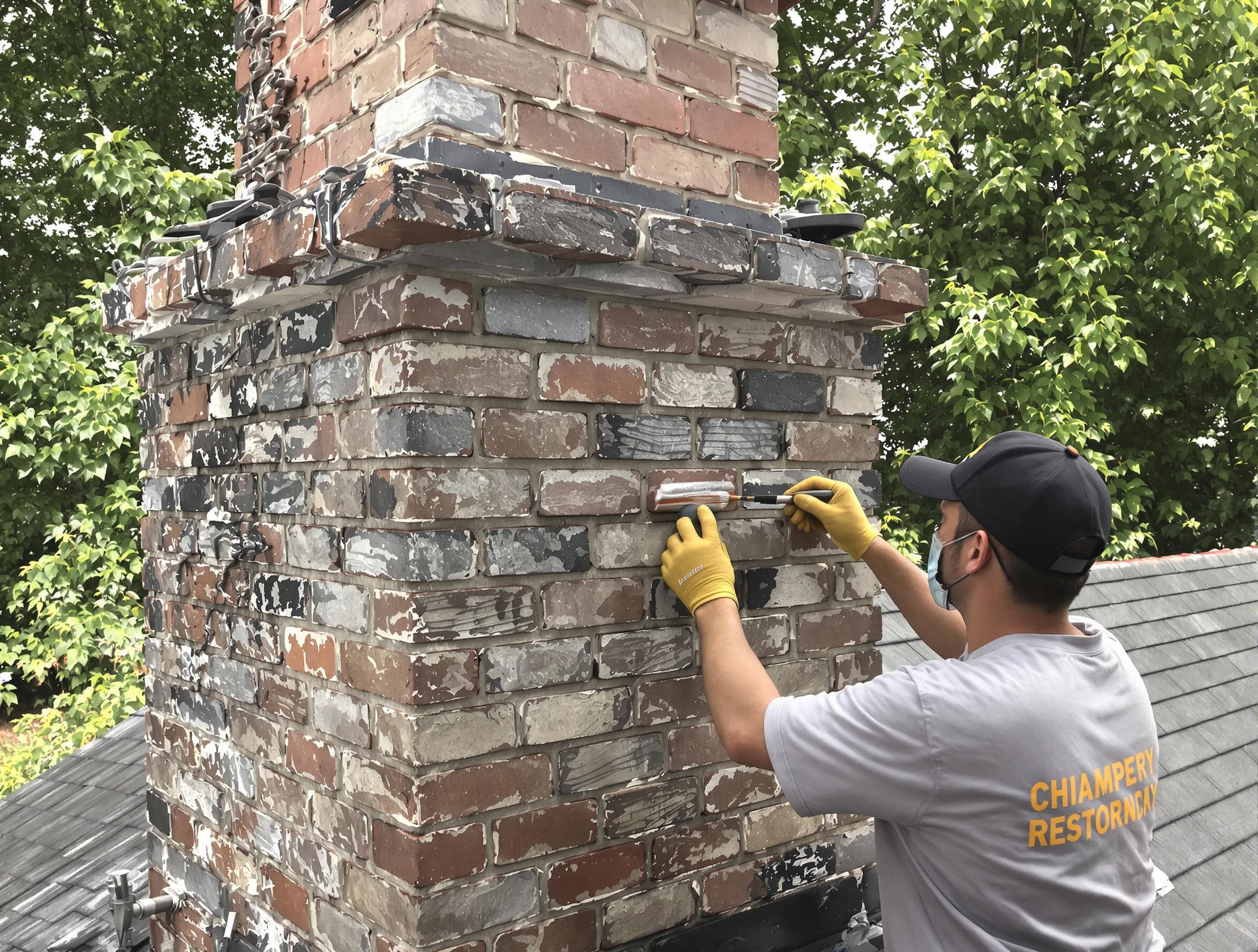 In-progress chimney restoration by Green Hill Chimney Sweep in Green Hill, TN