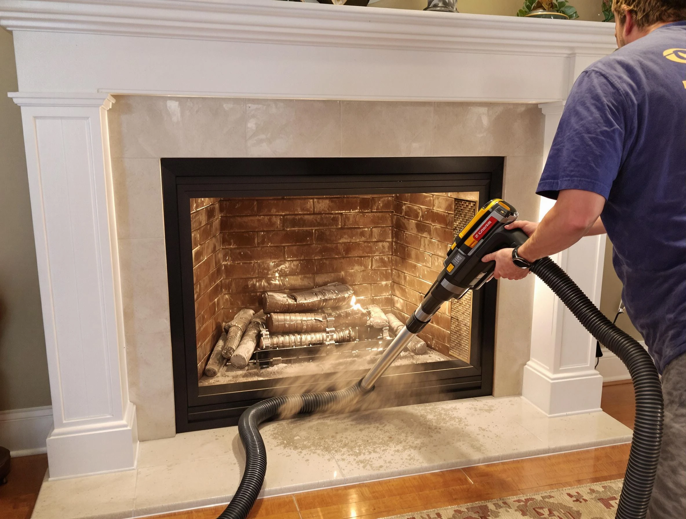Fireplace cleaning performed by Green Hill Chimney Sweep in Green Hill, TN